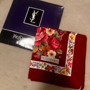 2 Vintage Yves Saint Laurent (YSL) floral scarves